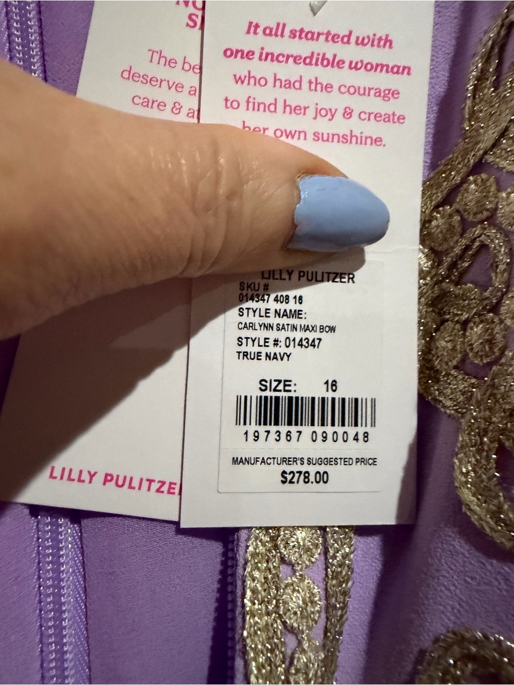Lilly Pulitzer Lavender Maxi Dress with Gold Embroidery - Picture 5 of 5